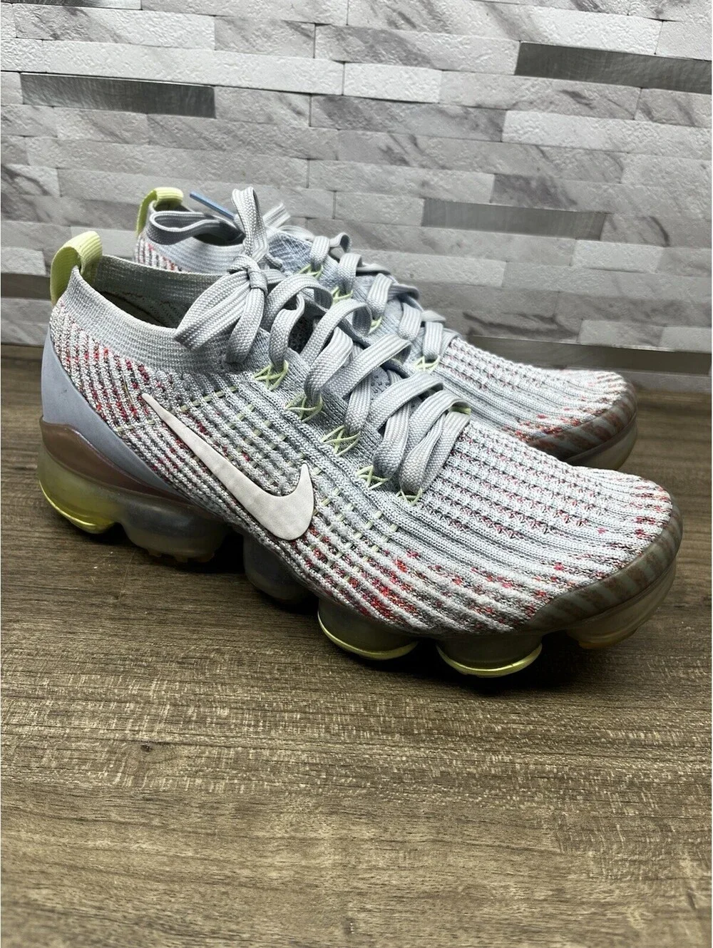 Nike VaporMax Flyknit 3 Women's Size 7.5 Hydrogen Blue Orange Pulse AJ6910-400
